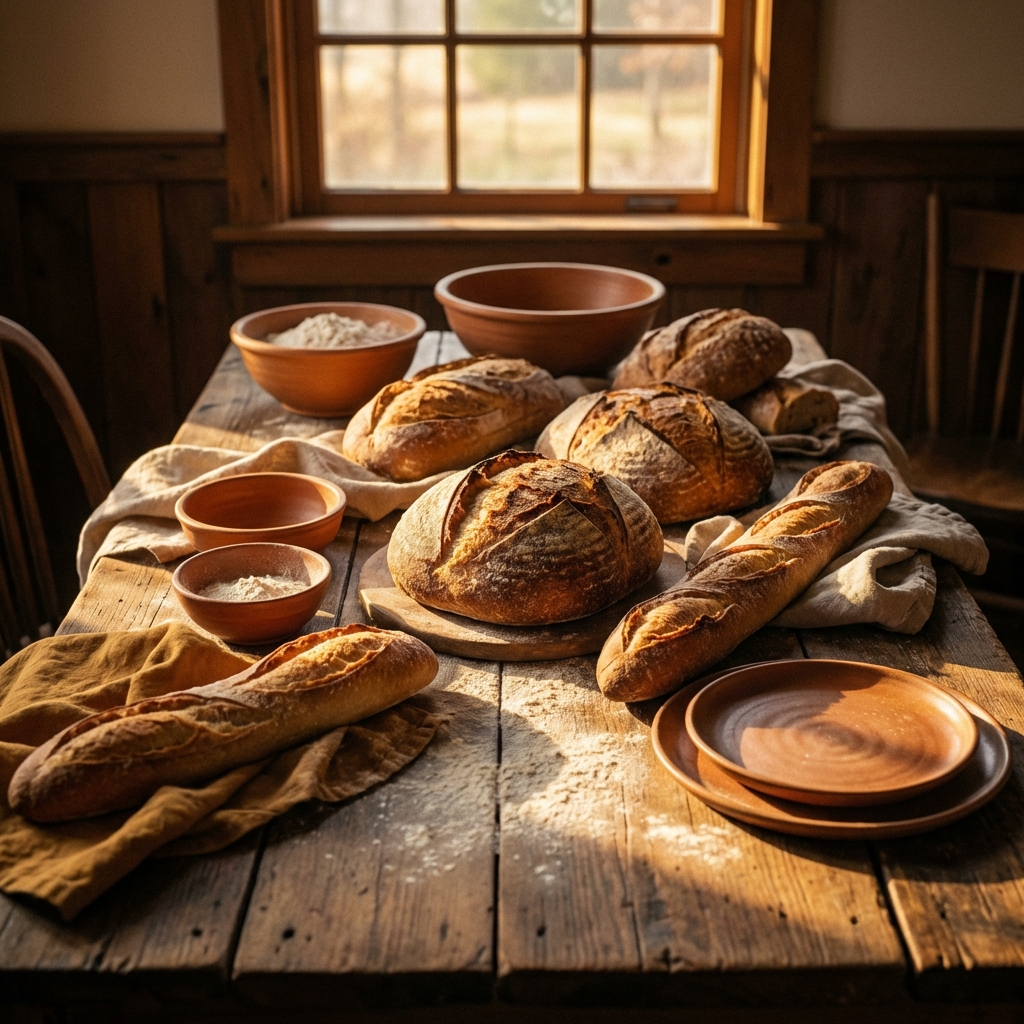 Artisan bread on table
