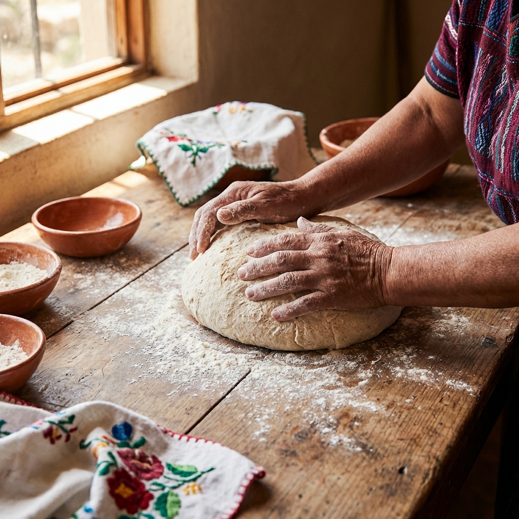 Baker kneading dough